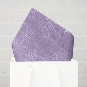 Lavendel Paarse Zilveren Strepen Verjaardag Tissuepapier