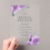 Lavendel Paarse & Zilveren Vrijgezellenfeest Brunc Acryl Uitnodigingen (Insitu (Draagbaar))