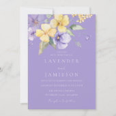 Lavendel Paarse & Zonneschijn Bloemenbruiloft Kaart (Voorkant)