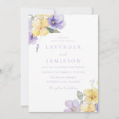 Lavendel Paarse & Zonneschijn Geel Bloemen Bruilof Kaart (Voorkant)