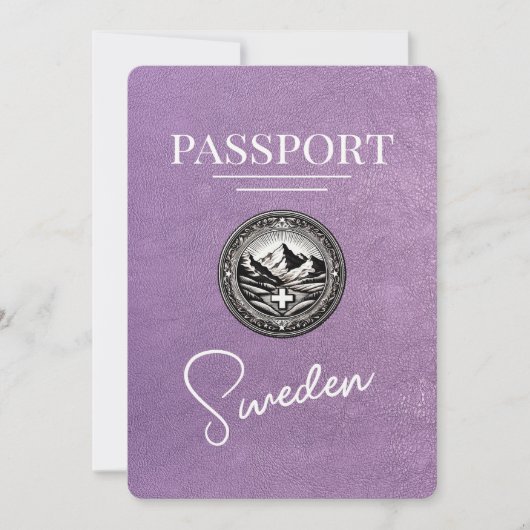 Lavendel Paarse Zweden Paspoort Bewaar de datum Save The Date (Voorkant)