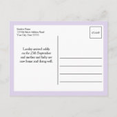 Lavendel Paarsste Hallo Aankondigingskaart (Achterkant)