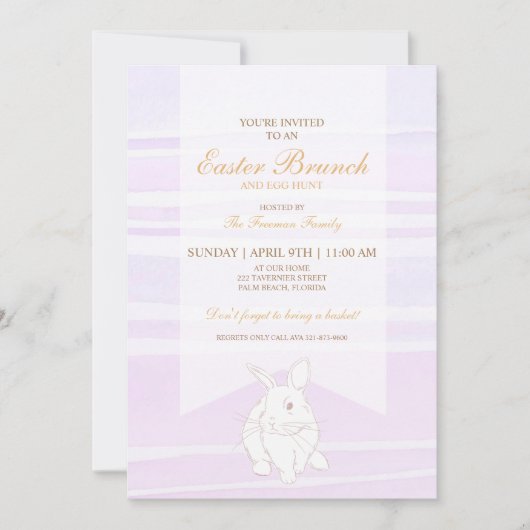 Lavendel Paasbrunch & Egg Hunt Bunny Kaart (Voorkant)