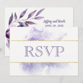 Lavendel Papaver Waterverf Bruiloft RSVP Kaart (Voorkant / Achterkant)