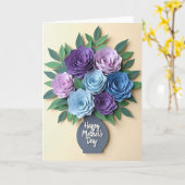Lavendel Papieren Bloem Kaart (Gele Bloem)