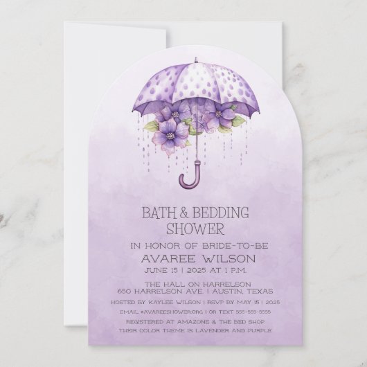 Lavendel paraplu en bloemen Vrijgezellenfeest Kaart (Voorkant)