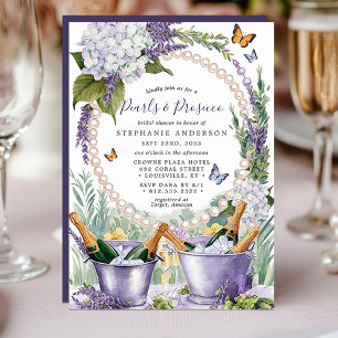 Lavendel Parels en Prosecco Tuin Bruidsmeisjesfees Kaart