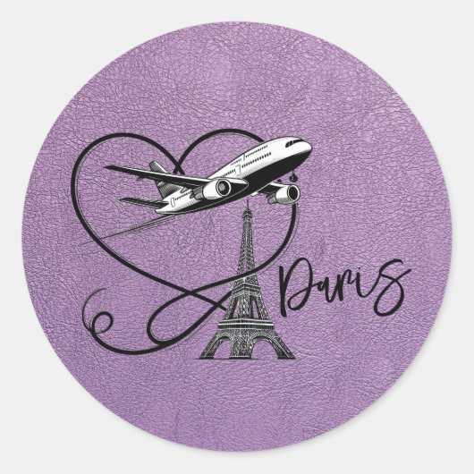 Lavendel Parijs Paspoort Ronde Sticker (Voorkant)