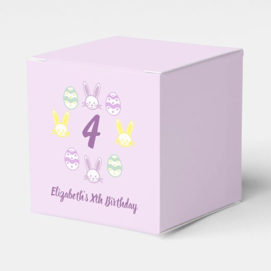 Lavendel Pasen 4e verjaardag Bedankdoosjes (Voorkant Zijde)