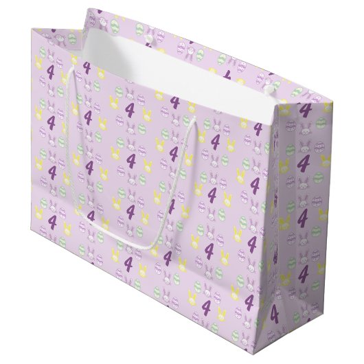 Lavendel Pasen 4e verjaardag Groot Cadeauzakje (Voorkant Gekanteld)