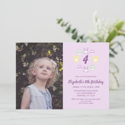 Lavendel Pasen 4e verjaardag Kaart (Staand voorkant)