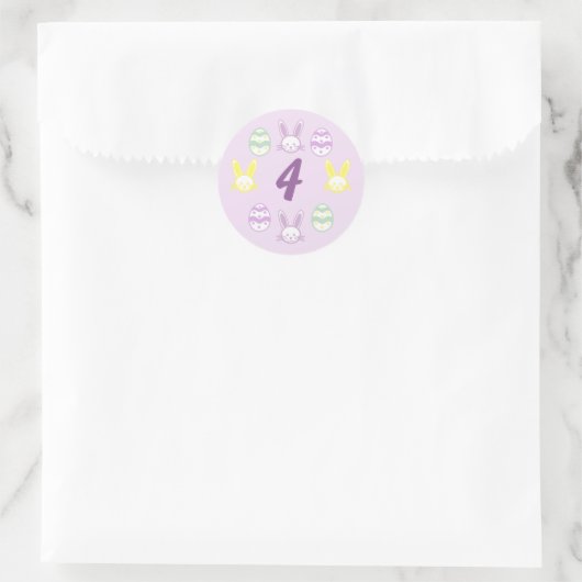 Lavendel Pasen 4e verjaardag Ronde Sticker (Tas)