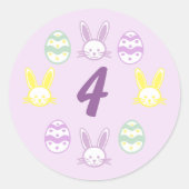 Lavendel Pasen 4e verjaardag Ronde Sticker (Voorkant)