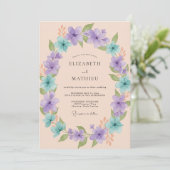 Lavendel Pastel Bloemige Lente Bruiloft Kaart (Staand voorkant)