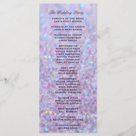 Lavendel Pastel Bokeh Lights Programmakaart (Achterkant)