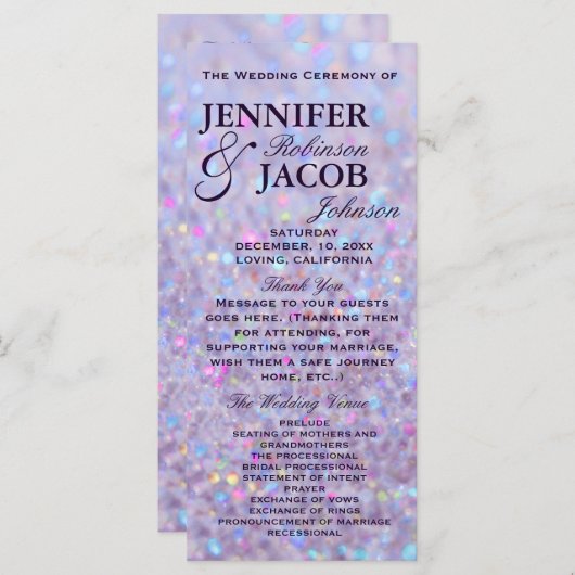 Lavendel Pastel Bokeh Lights Programmakaart (Voorkant / Achterkant)