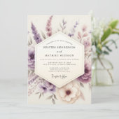Lavendel Pastel Wilde Bloemen Bruiloft Kaart (Staand voorkant)