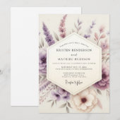 Lavendel Pastel Wilde Bloemen Bruiloft Kaart (Voorkant / Achterkant)