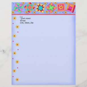 Lavendel Patchwork Quilt blokkeert Letterhead Briefhoofd