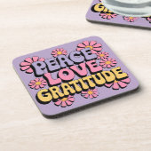 Lavendel Peace Love Dankbaarheid Onderzetter Set (Linkerzijde)