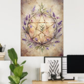Lavendel Pentacle Wall Art - Zachte heks Home Deco Poster (Thuiskantoor)