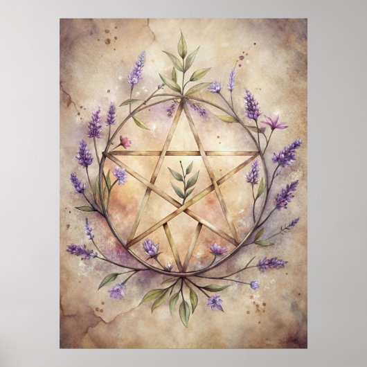 Lavendel Pentacle Wall Art - Zachte heks Home Deco Poster (Voorkant)