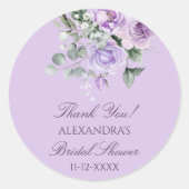 Lavendel Peony Floral Vrijgezellenfeest Dank u Ronde Sticker (Voorkant)