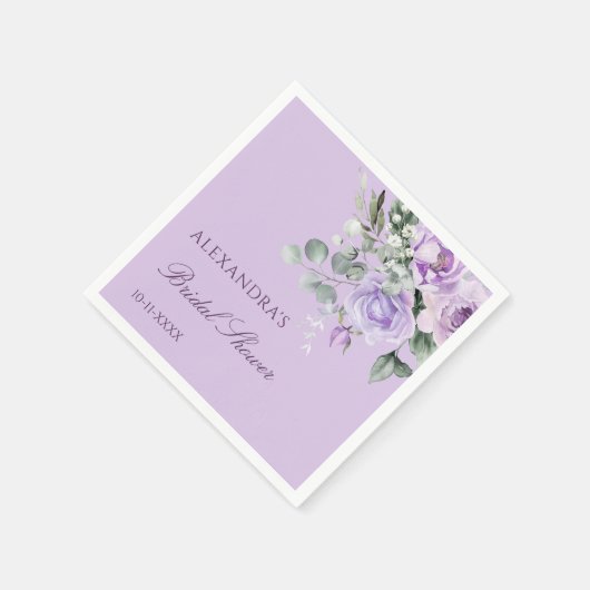 Lavendel Peony Waterverf Floral Vrijgezellenfeest Servet (Hoek)