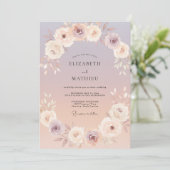 Lavendel Perzik Serene Romantische Bruiloft Kaart (Staand voorkant)