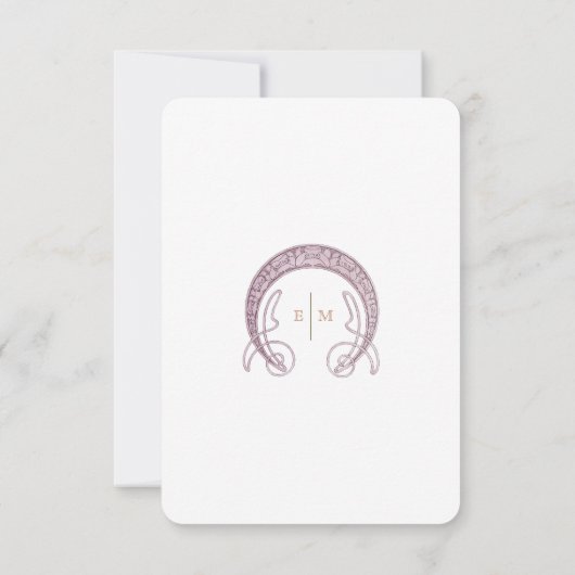 Lavendel Petunia Bruiloft INFO  Art Nouveau Kaart (Achterkant)