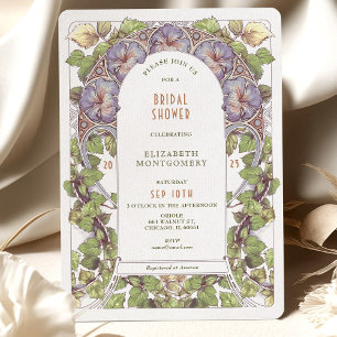 Lavendel Petunia Bruiloftsfeest Art Nouveau Deco Kaart