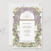 Lavendel Petunia Save the Date Art Nouveau Kaart (Voorkant)