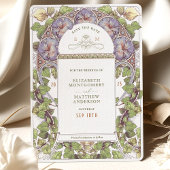 Lavendel Petunia Save the Date Art Nouveau Kaart