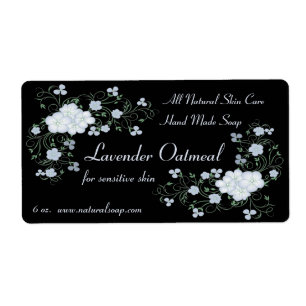 Lavendel Phlox bloesems en wijnstokken handgemaakt Etiket