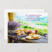 Lavendel picknick met kaas en brood feestdagenkaart (Voorkant / Achterkant)
