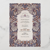 Lavendel  Pimpernel Pattern William Morris Folie Uitnodiging (Voorkant)