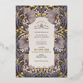 Lavendel  Pimpernel Pattern William Morris Folie Uitnodiging (Voorkant)