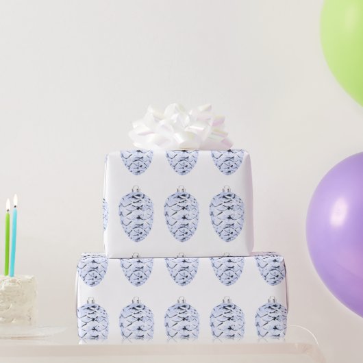 Lavendel Pinecone White Wrapping Paper Cadeaupapier (Feestgeschenken)