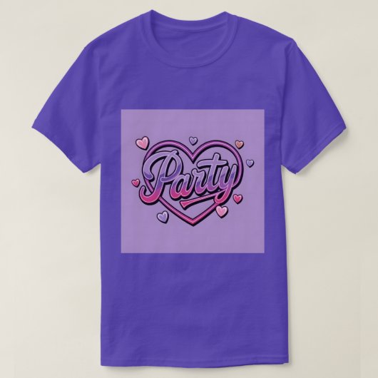 Lavendel Pink Hearts Party T-shirt (Design voorkant)