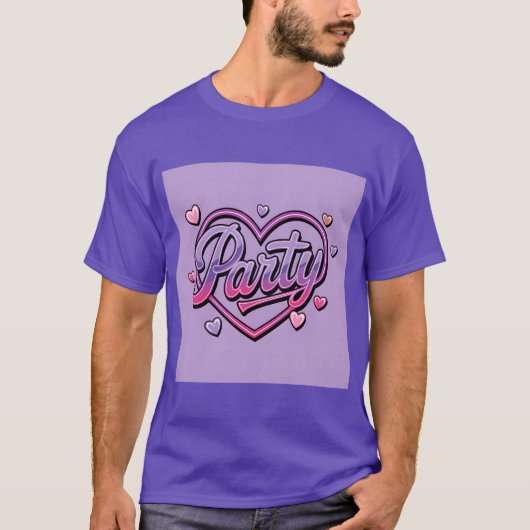Lavendel Pink Hearts Party T-shirt (Voorkant)