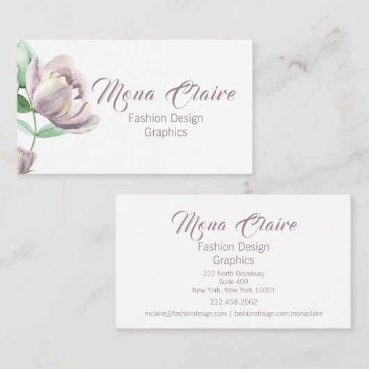  Lavendel Pioen Bloom Visitekaartje (Voorkant / Achterkant)