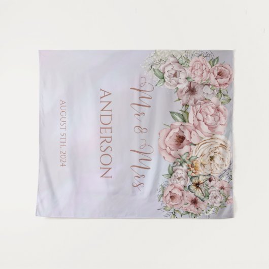  Lavendel Pioen Bruiloft Achtergrond Wandkleed (Voorkant (horizontaal))