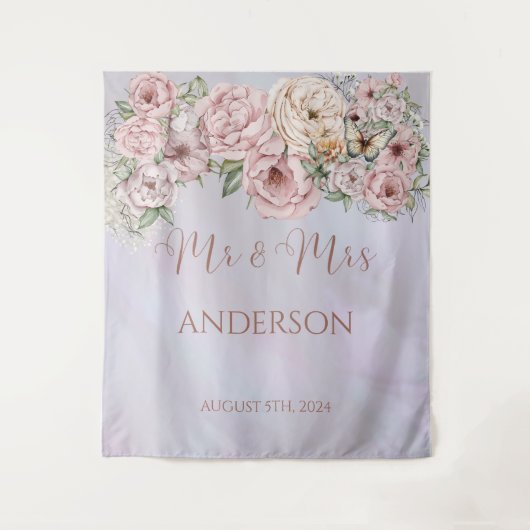  Lavendel Pioen Bruiloft Achtergrond Wandkleed (Voorkant)