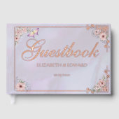  Lavendel pioen bruiloft Folie gastenboek (Voorkant)