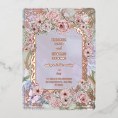  Lavendel Pioen Bruiloft Folie Uitnodiging (Voorkant)