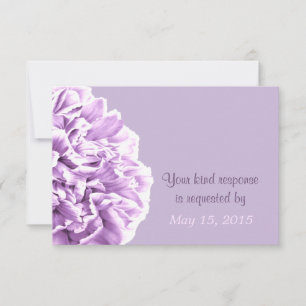 Lavendel pioen bruiloft RSVP Kaartje