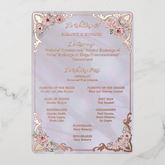  Lavendel Pioen Folie Programma Kaart (Voorkant)