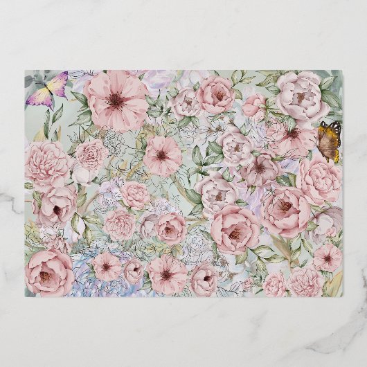  Lavendel Pioen Folie Save The Date Kaart (Achterkant)