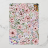 Lavendel Pioen Vrijgezellenfeest Tea Party Folie Uitnodiging (Achterkant)