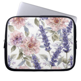 Lavendel Pioen Waterverf Bloem Tuin  Laptop Sleeve